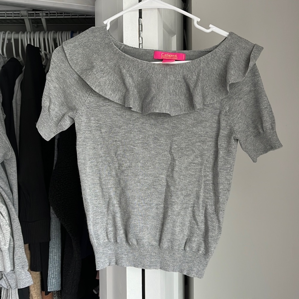 Catherine Maladrino Ruffle Sweater Top, worn once